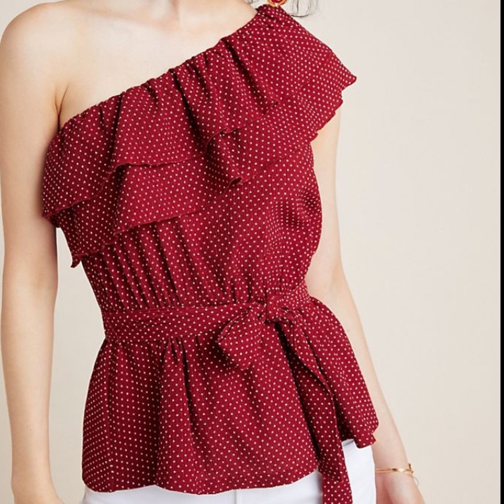 NWT Anthropologie Mauve Rita Ruffled Top